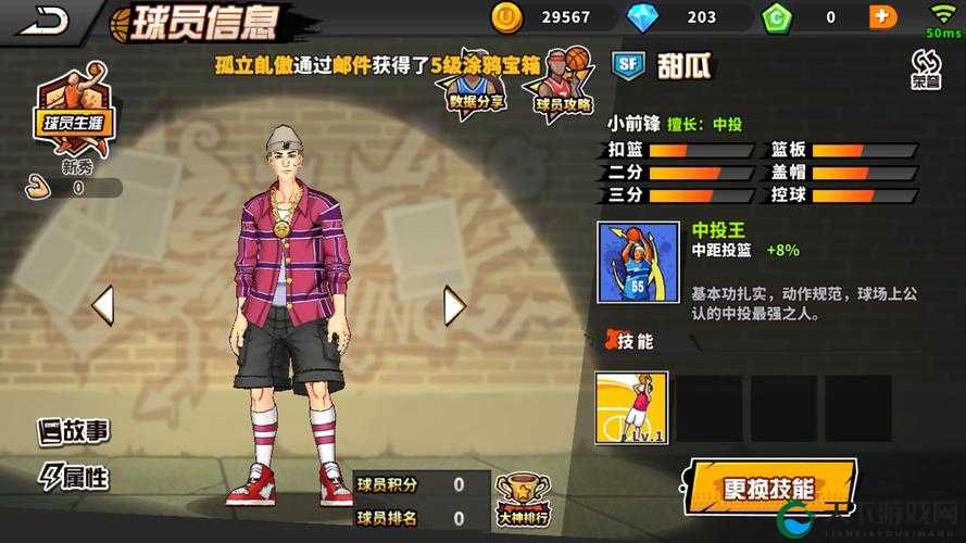 街头篮球手游甜瓜人物特色背景分享