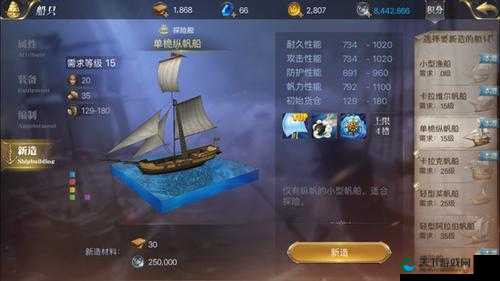 大航海之路，单桅纵帆船的传奇之旅与属性揭秘