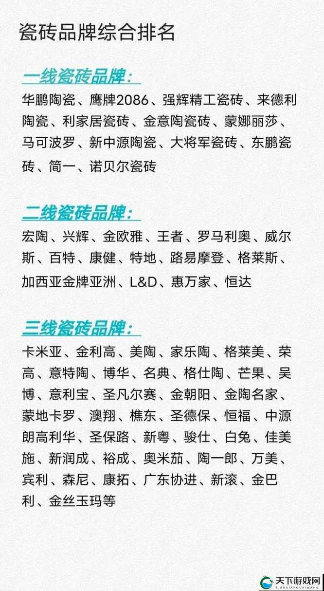 国产瓷砖一线二线三线品牌有哪些:详细介绍与选购指南
