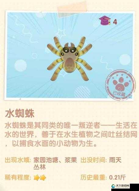 摩尔庄园手游水蜘蛛刷新位置全揭秘