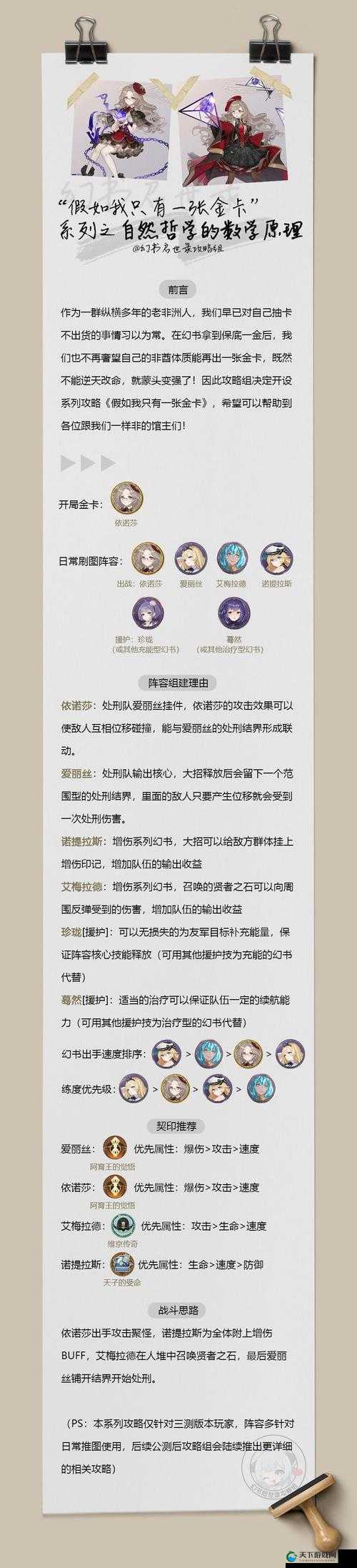 幻书启世录依诺莎最强阵容搭配攻略