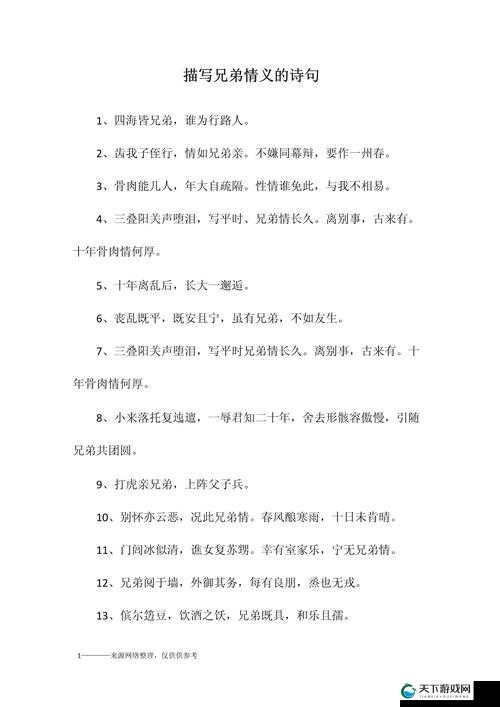 兄弟情深的千古佳句：探寻古人如何诠释手足情深与永恒情谊