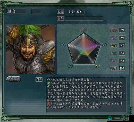 全民闯天下颜良属性详解 & 武将颜良介绍，演变史专题